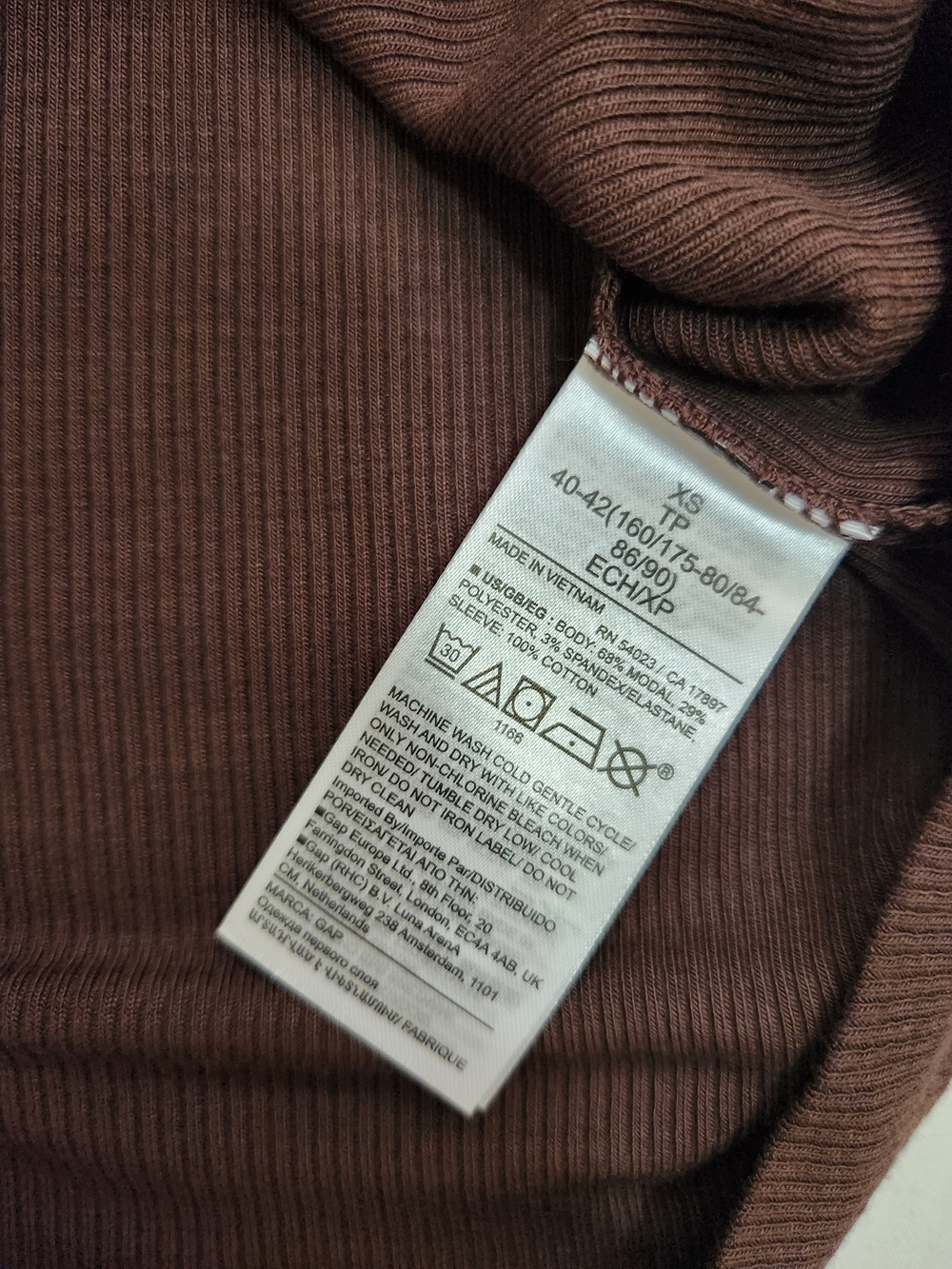 GAP Chocolate Brown Whimsical Flutter-Sleeve Ribbed Tee - Picture 9 of 9
